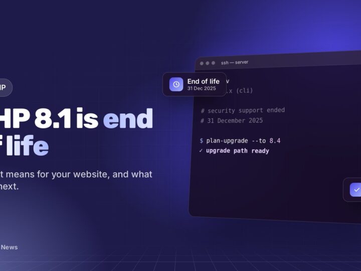PHP 8.1 is end of life: illustration for the Purple Prince news article