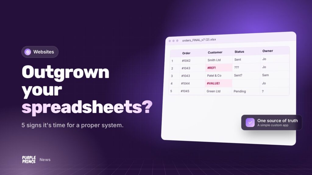 Outgrown your spreadsheets?: illustration for the Purple Prince news article