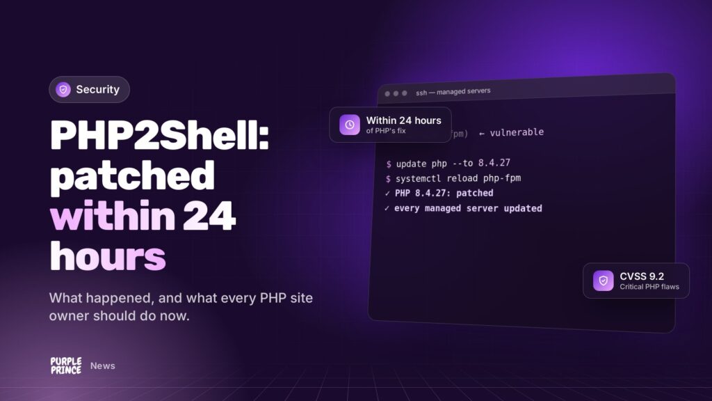 PHP2Shell: patched within 24 hours: illustration for the Purple Prince news article